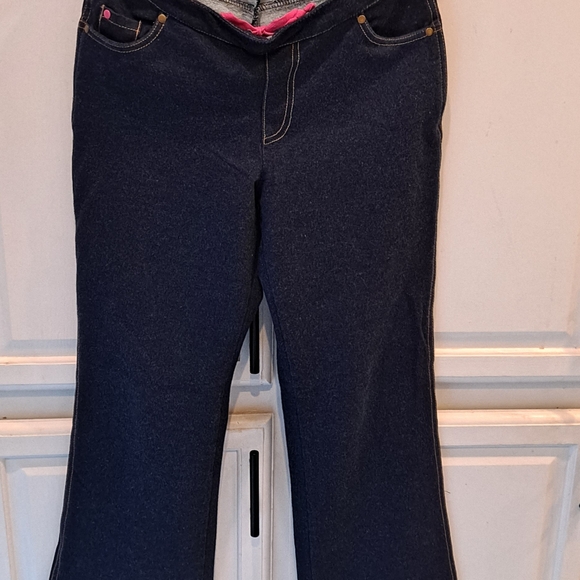 Elegant Dark Navy Flare Pajama Jeans - Picture 1 of 5
